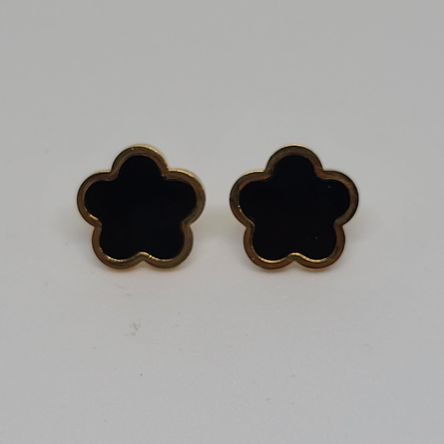 Boucles d'oreilles trèfle noire